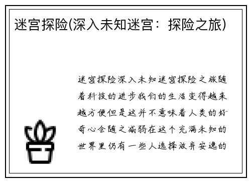 迷宫探险(深入未知迷宫：探险之旅)